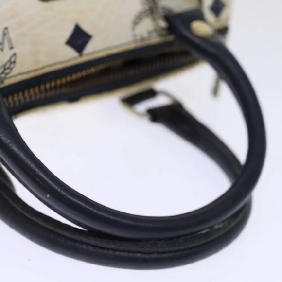 MCM Vicetos Logogram Hand Bag PVC Leather 2way White Auth - Picture 5 of 7